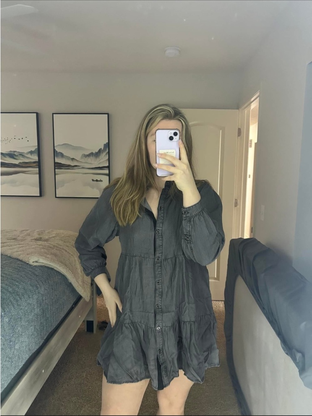 GAP Washed Black Long Sleeve Dress - Picture 9 of 10
